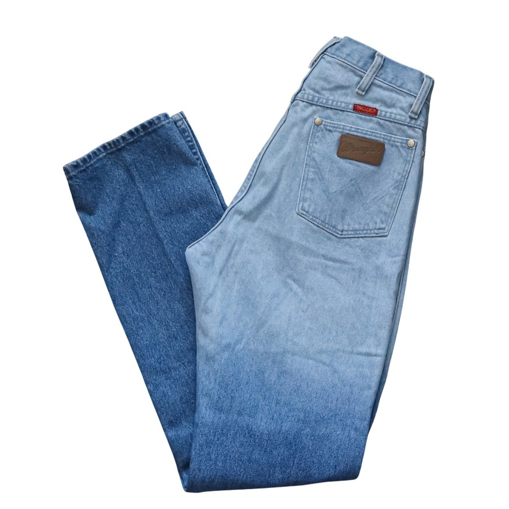 Vintage Wrangler Jeans Cowboy Cut Ombre Dip Dyed Made‎ in USA Size 11x34 14MWZ